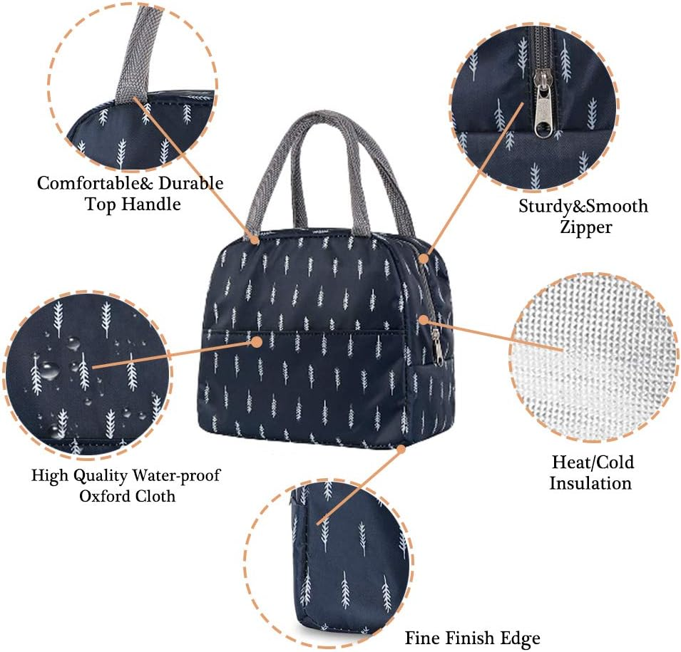 Insulated Lunch Bag Tote Bag for Women Wide Open Insulated Cooler Bag Water-Resistant Thermal Leak-Proof Lunch Organizer for Men Girls Children Outdoor Picnic Work (Plume) image number 5