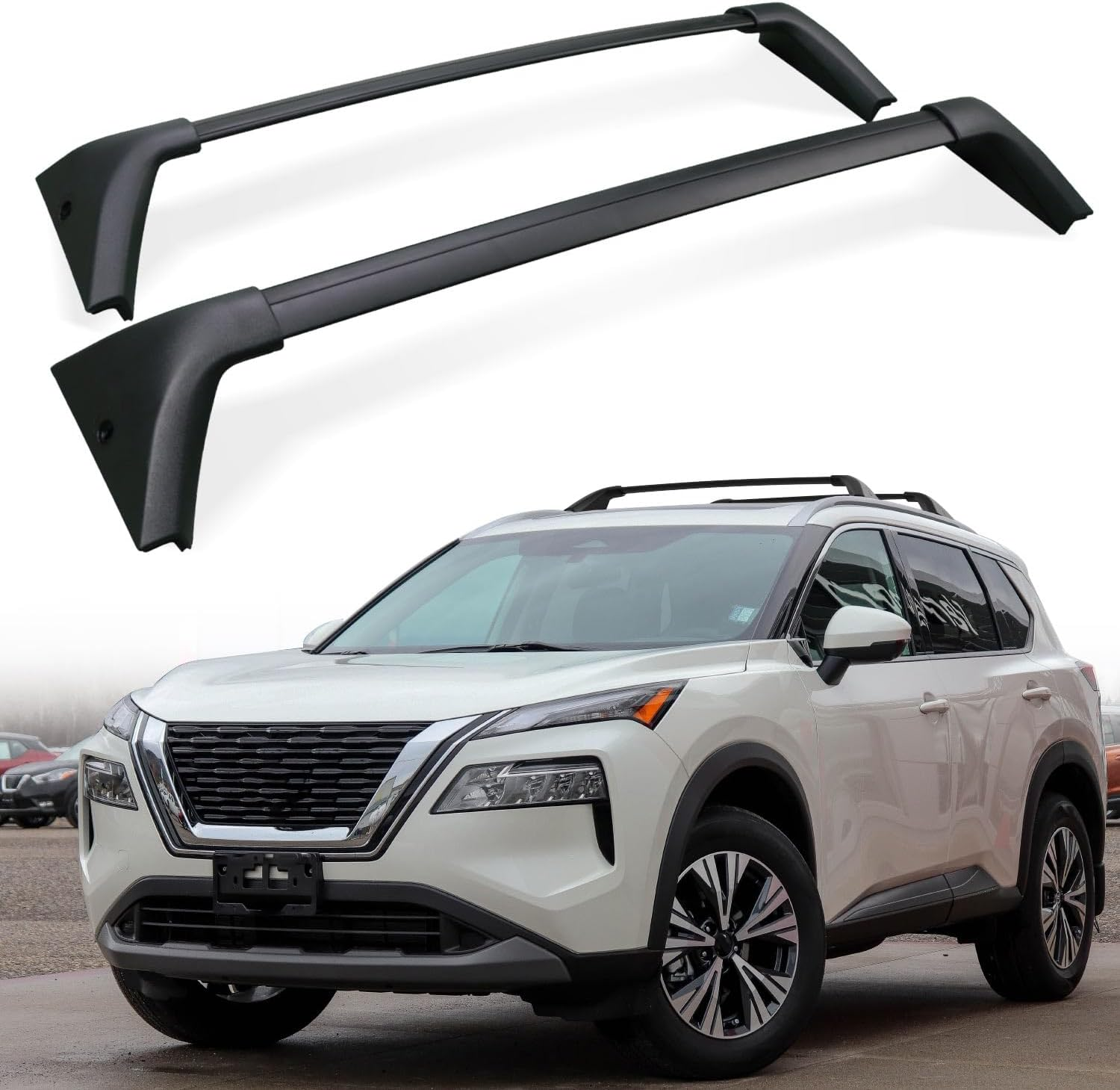 &lrm;AUXPACBO Cross Bar Fit for Nissan Rogue 2021 2022 2023 2024 2025 SV SL Platinum with Roof Rail Roof Rack Crossbars Rooftop Luggage Cargo Carrier for Canoe Kayak Bike image number 1