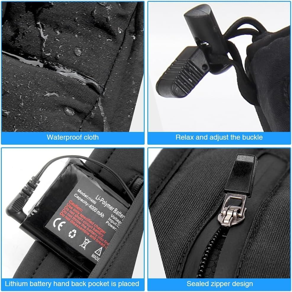 B-Qtech Heated Gloves for Men Women 4000Mah Battery Rechargeable Heated Ski Gloves Touchscreen Waterproof Electric Heated Fishing Gloves for Winter Outdoor Work Skiing Hiking image number 1