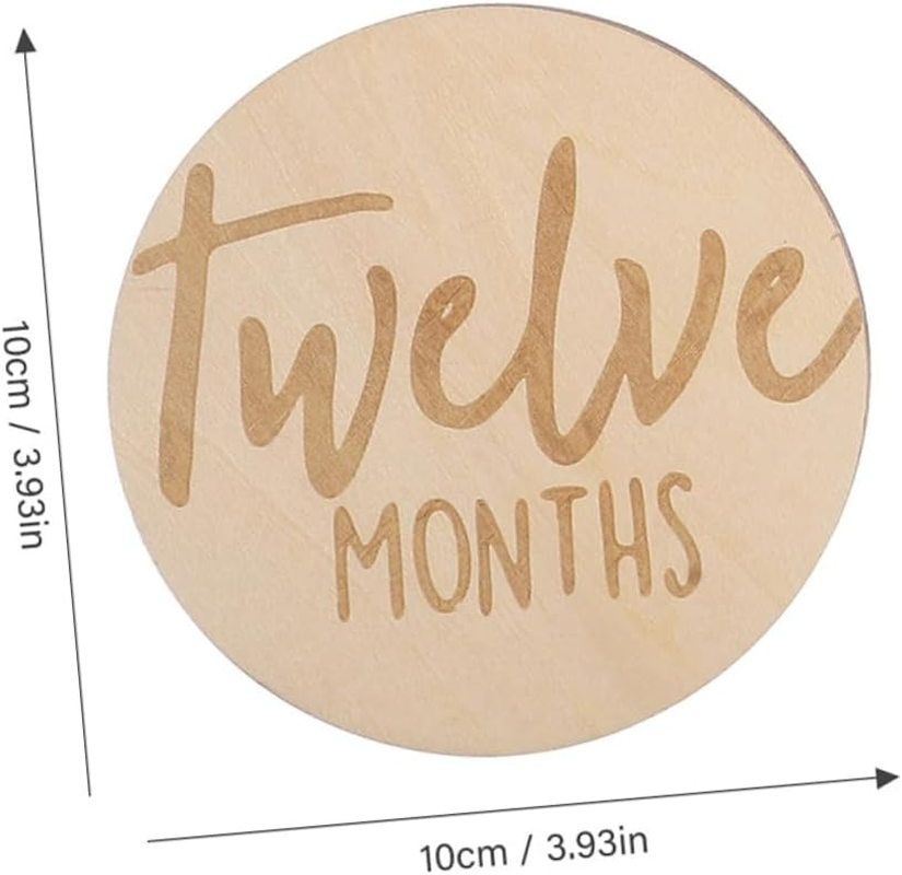 12 Pcs Double Sided Wooden Monthly Milestone Markers round Growth Discs for Recording Development Monthly Photo Props for Boys Durable Versatile Milestone Signs