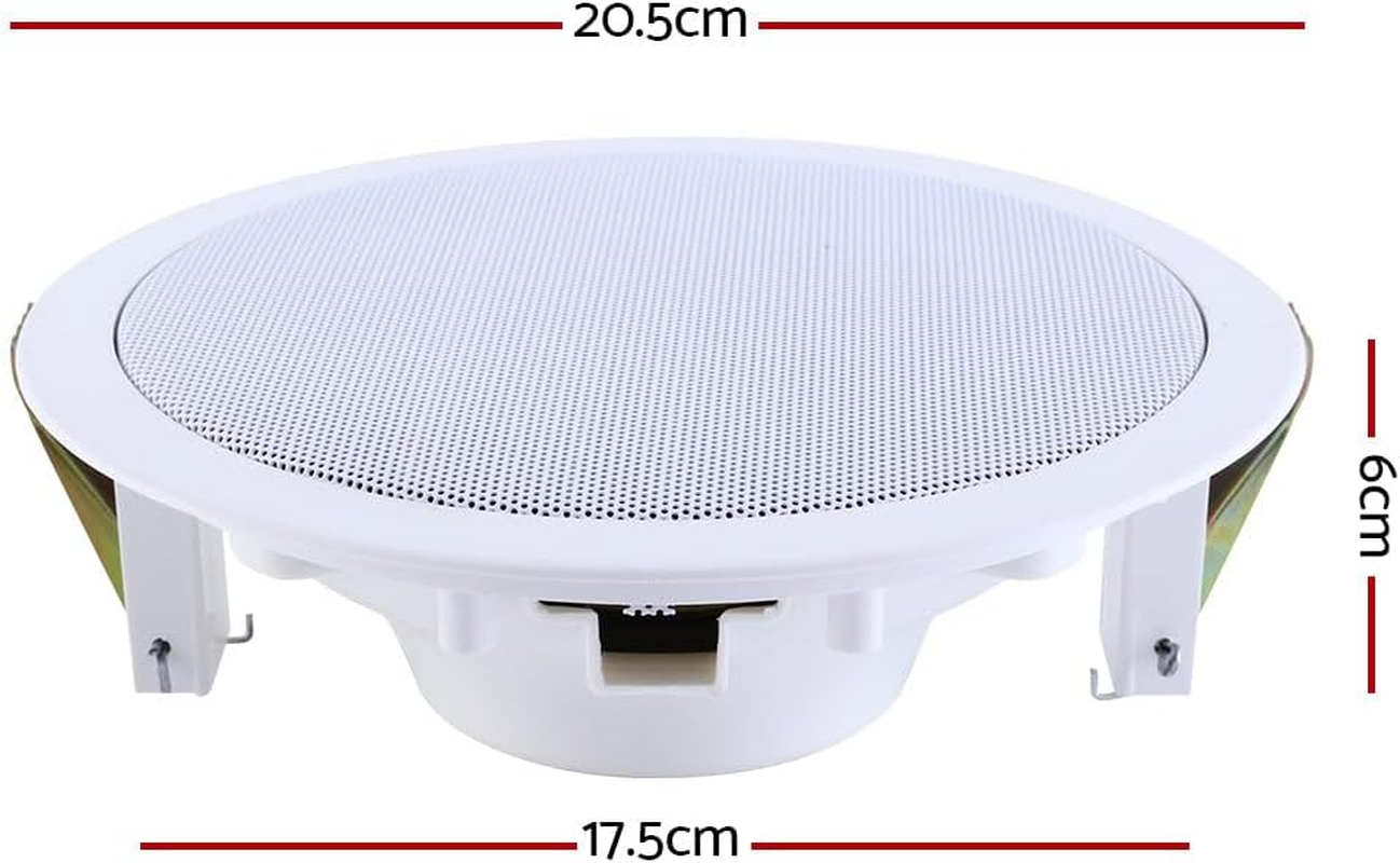 Giantz 6&rdquo; Ceiling Speaker, Set of 6 80W Stereo Audio Speakers Tweeter Wall Mount Home Theatre System, Metal Cover Voice Coil and 2 Retaining Clips White image number 2