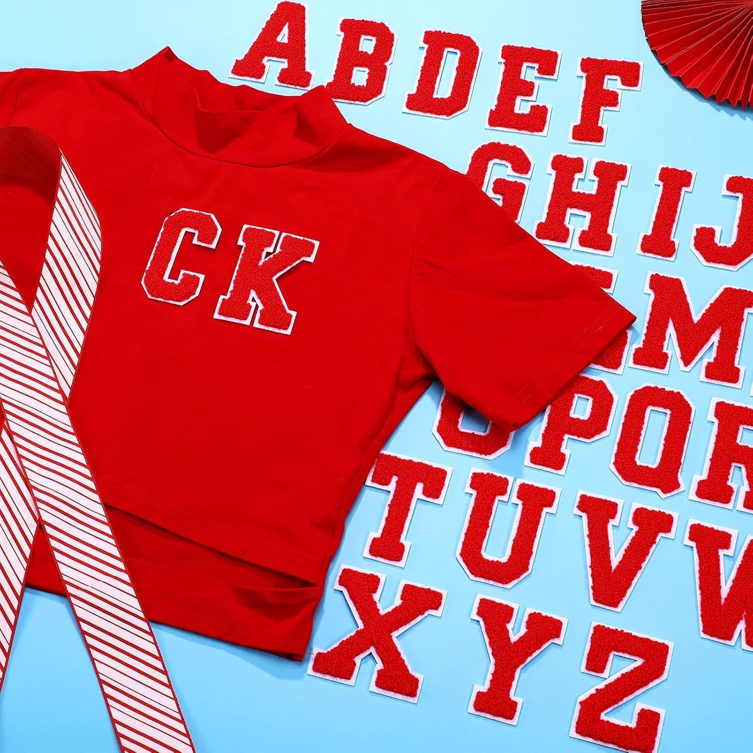 72Pcs Iron on Letters and Numbers Patches, Embroidered Patches, 52Pcs Alphabet a to Z and 20Pcs Number 0-9, Sew on Applique for Clothes Shoes Hats Bags Socks Jeans DIY Accessories image number 4