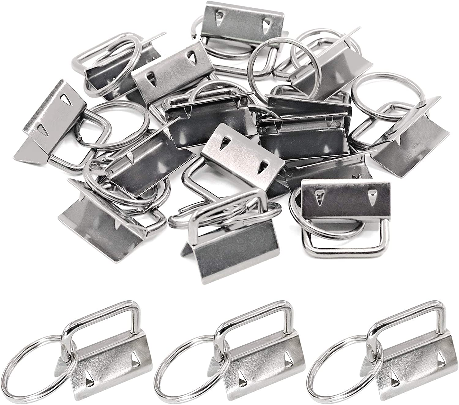 Swpeet 41 Sets 1" 25Mm 4 Colors Key Fob Hardware with 1Pcs Key Fob Pliers, Glass Running Pliers Tools with Jaws, Studio Running Pliers Attach Rubber Tips Perfect for Key Fob 4Hardware Install