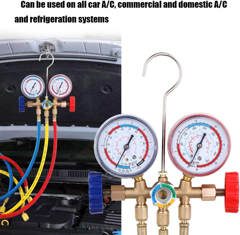Relogic Refrigerant Gauge AC Diagnostic Manifold Freon Gauge Set Refrigerants image number 1