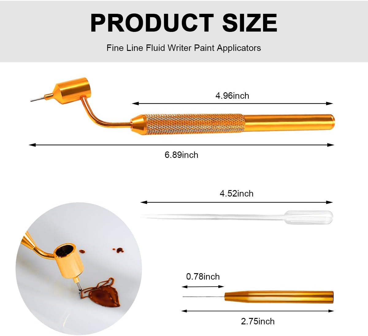 Fine Line Fluid Writer Paint Applicator Pen, 0.5Mm Gold Brass Detailing Fluid Writer Pen, Slanting Precision Paint Touch up Pen for Automotive Scratch Repair, Car Accessories image number 1