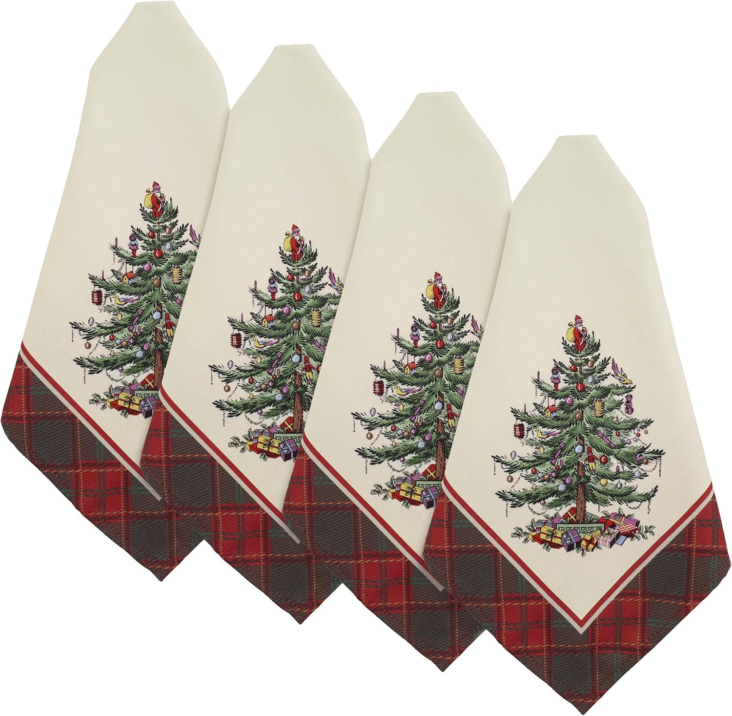 Spode - Fabric Tablecloth, Holiday Home Decor Christmas Tree Tartan Collection, 52" X 70"