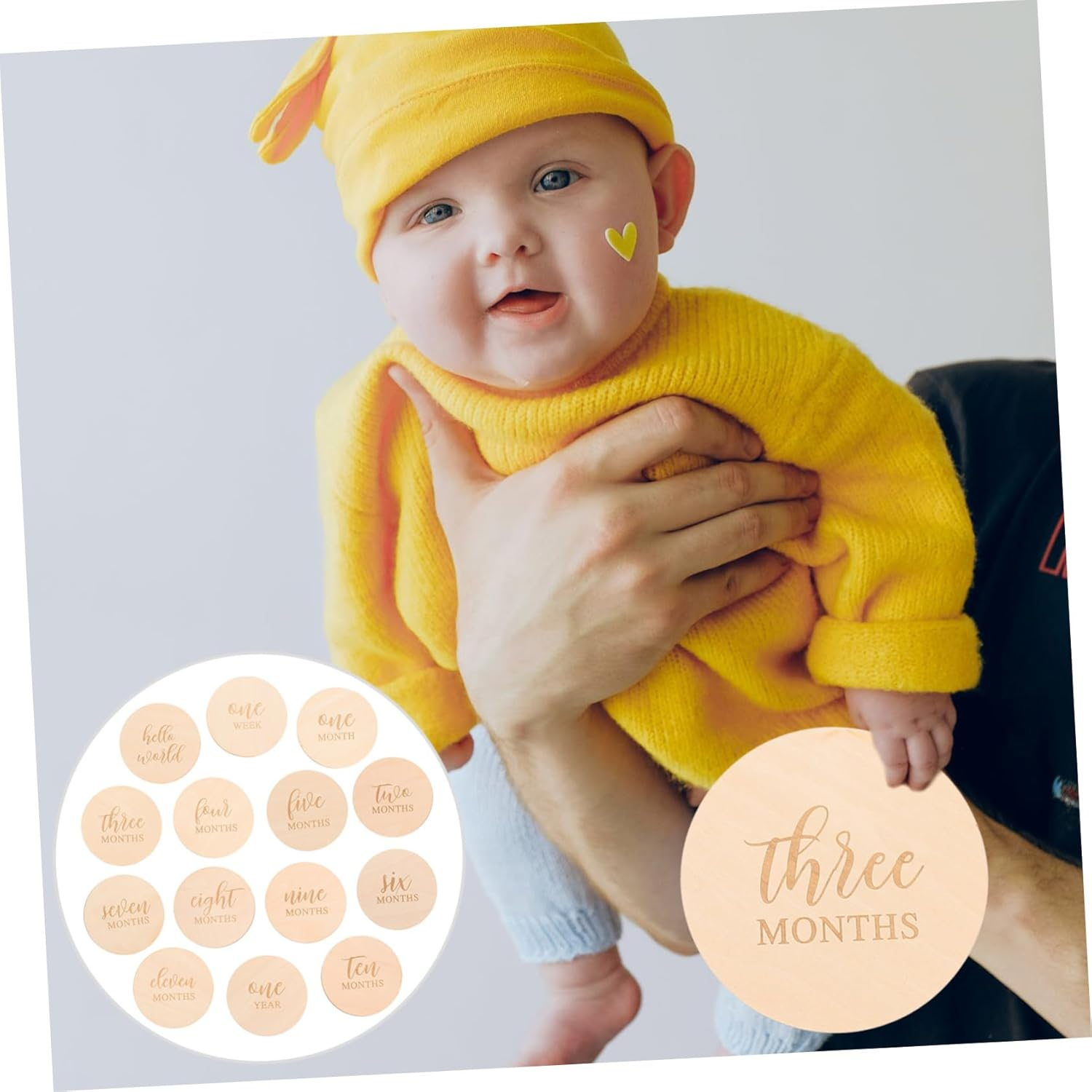 14Pcs Milestone Wood Discs Photo Props round Cards for Newborn Growth Tracking Birthday and Shower Decoration Practical Keepsake for Boys image number 5