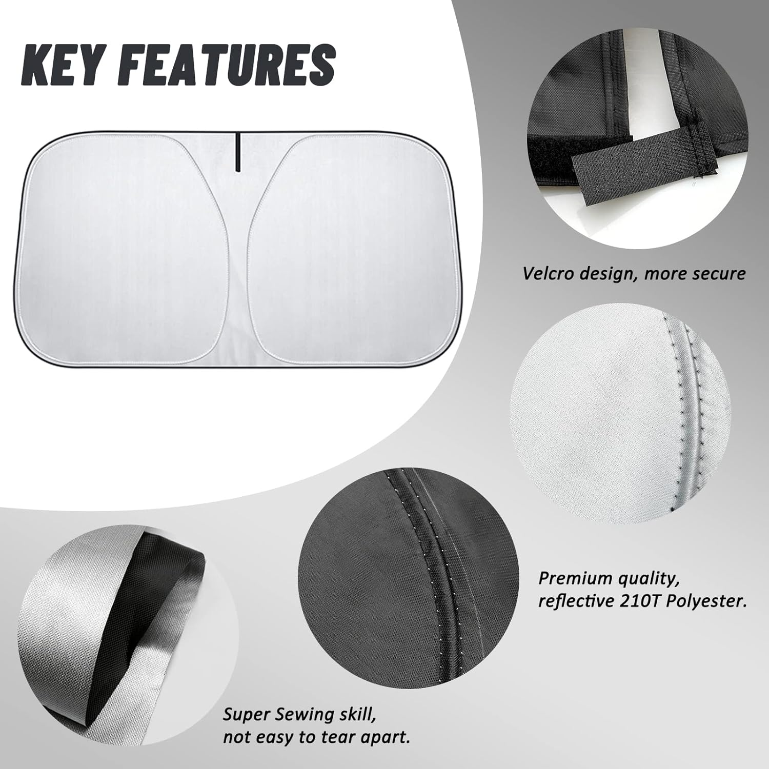 D-Lumina Windshield Sun Shade for 2012 2013 2014 2015 2016 2017 Toyo-Ta Camry Accessories, Front Window Sunshade Sun Visor Protector Block UV Rays Heat, Foldable 2 Layers 210T Material image number 4