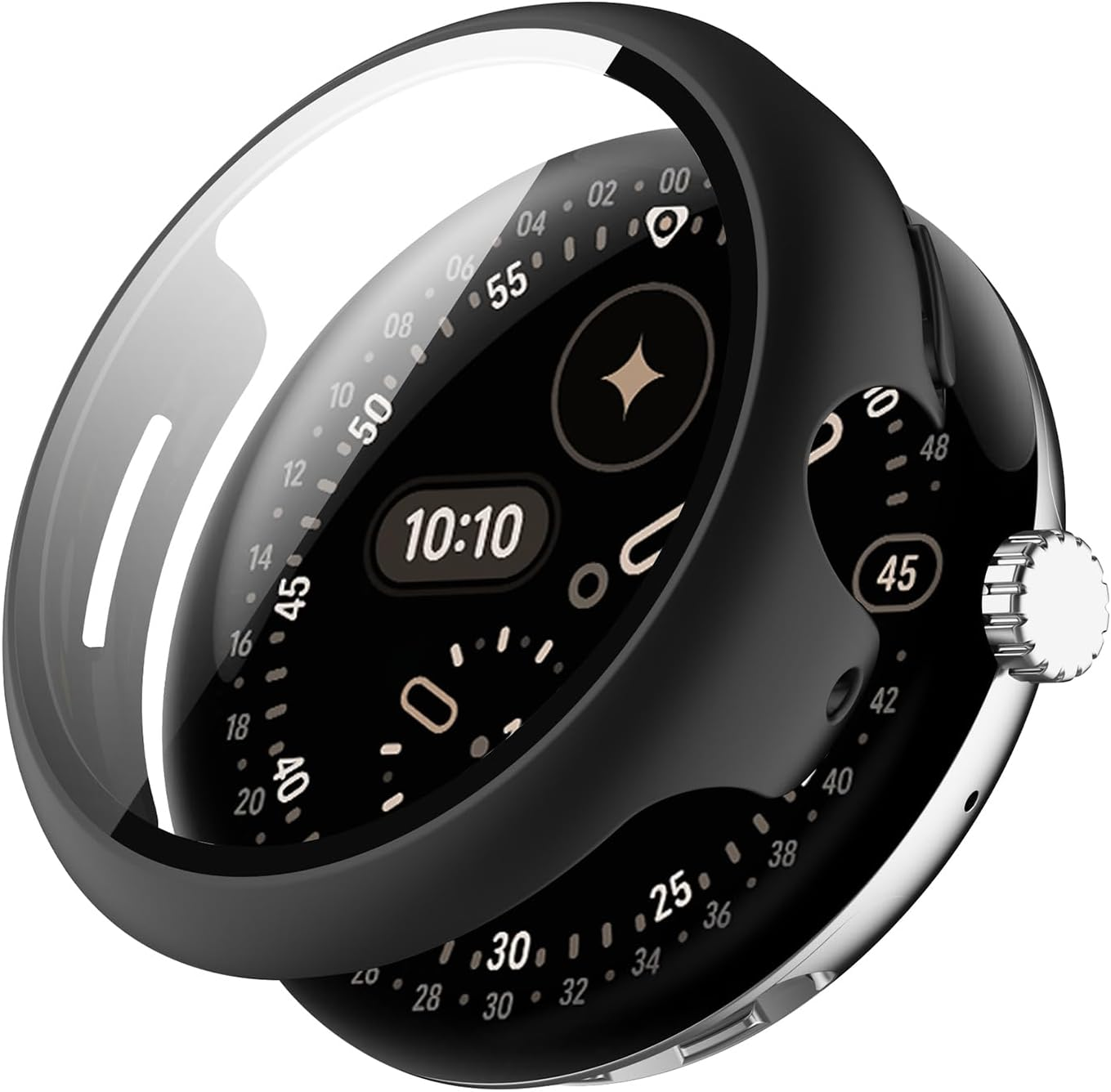 Case Compatible with Google Pixel Watch 4 41 Mm, Hard PC Case with Tempered Glass Screen Protector, Scratch-Resistant and Shock-Absorbing Protective Case for Google Pixel Watch 4 41 Mm - Black image number 3