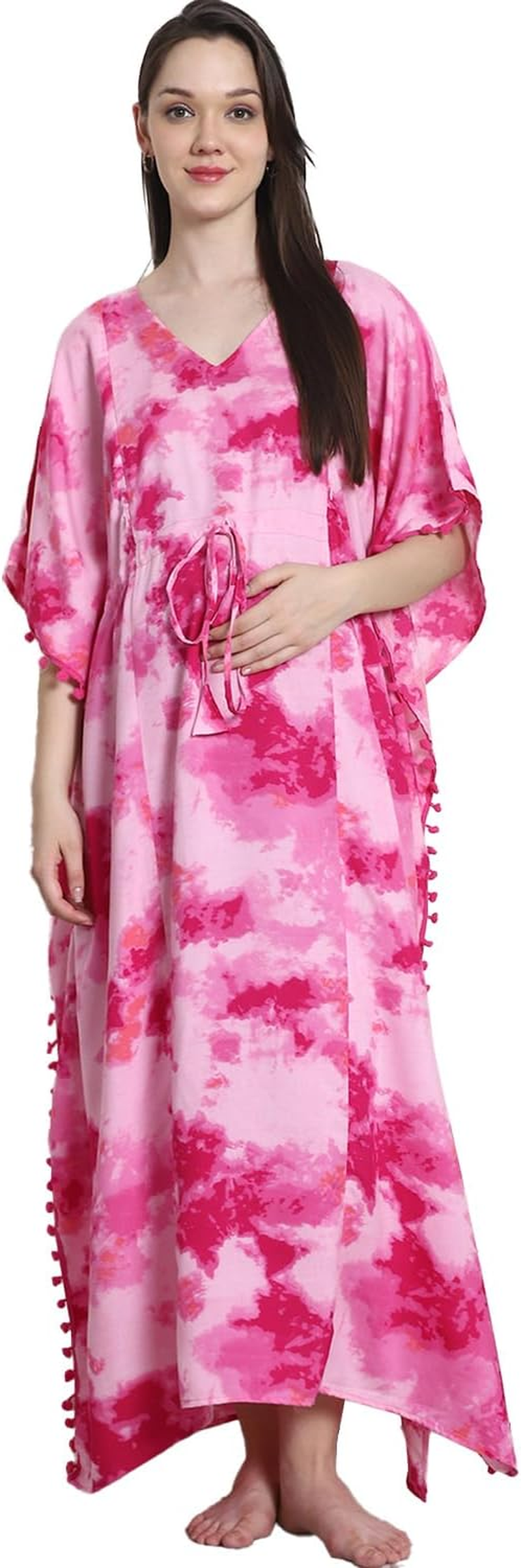 Secret Wish Floral Printed Cotton Maternity Kaftan./Free Size/Printed/Drawstring/Nightdress/Nightwear/Full Length