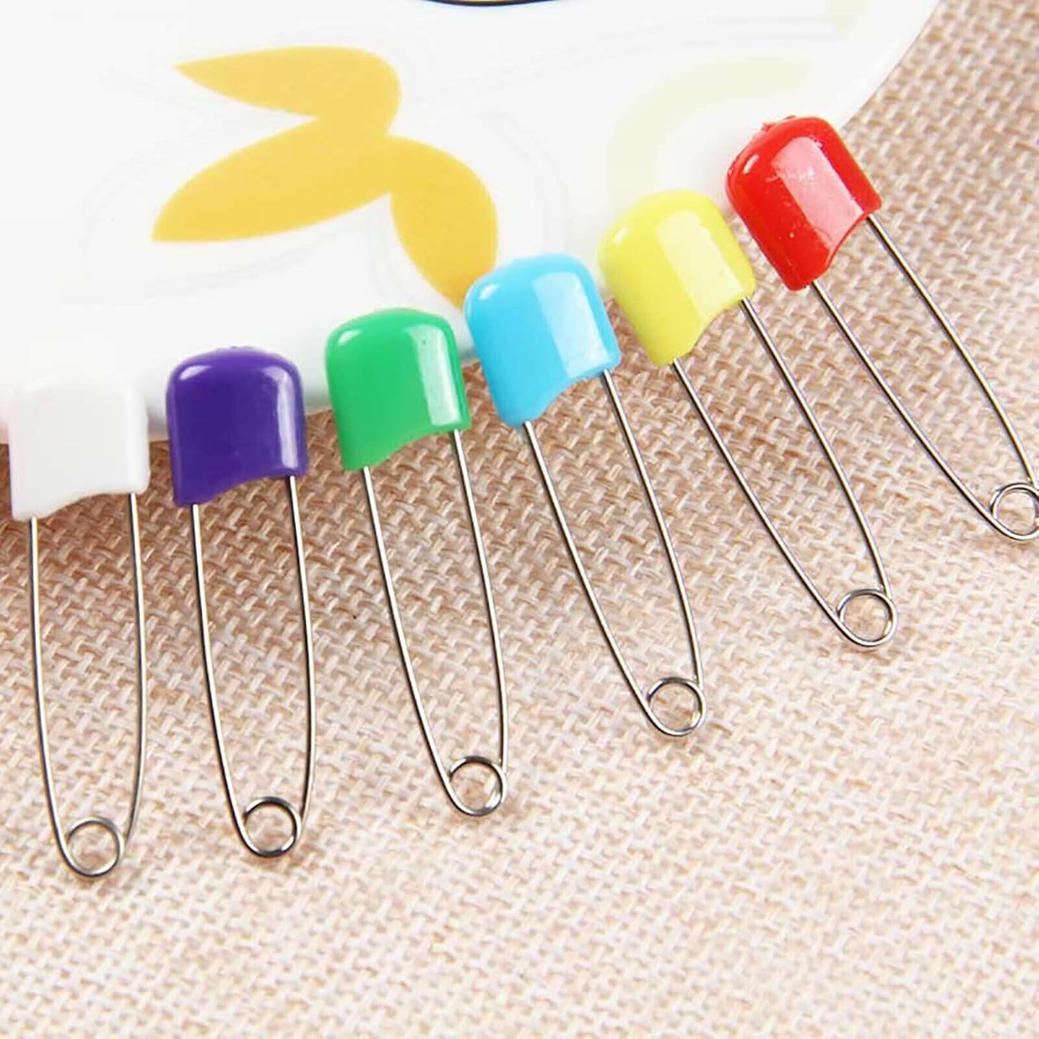 50PCS Large Assorted Colored Safety Pins with Plastic Head - Stainless Steel for Clothes, Dresses, Socks, and Gloves image number 5