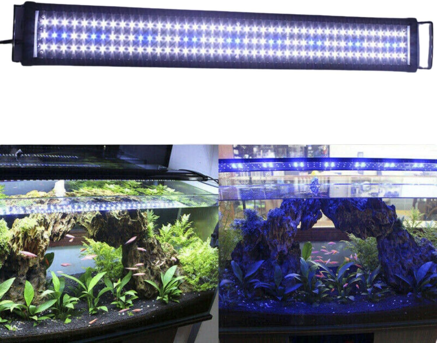 Leona Co 30/45/60/90Cm LED Aquarium Light for Fish Tank, Adjustable Brightness, Natural Multi-Color Light with Extendable Brackets for Freshwater (90-120CM Tank) image number 1