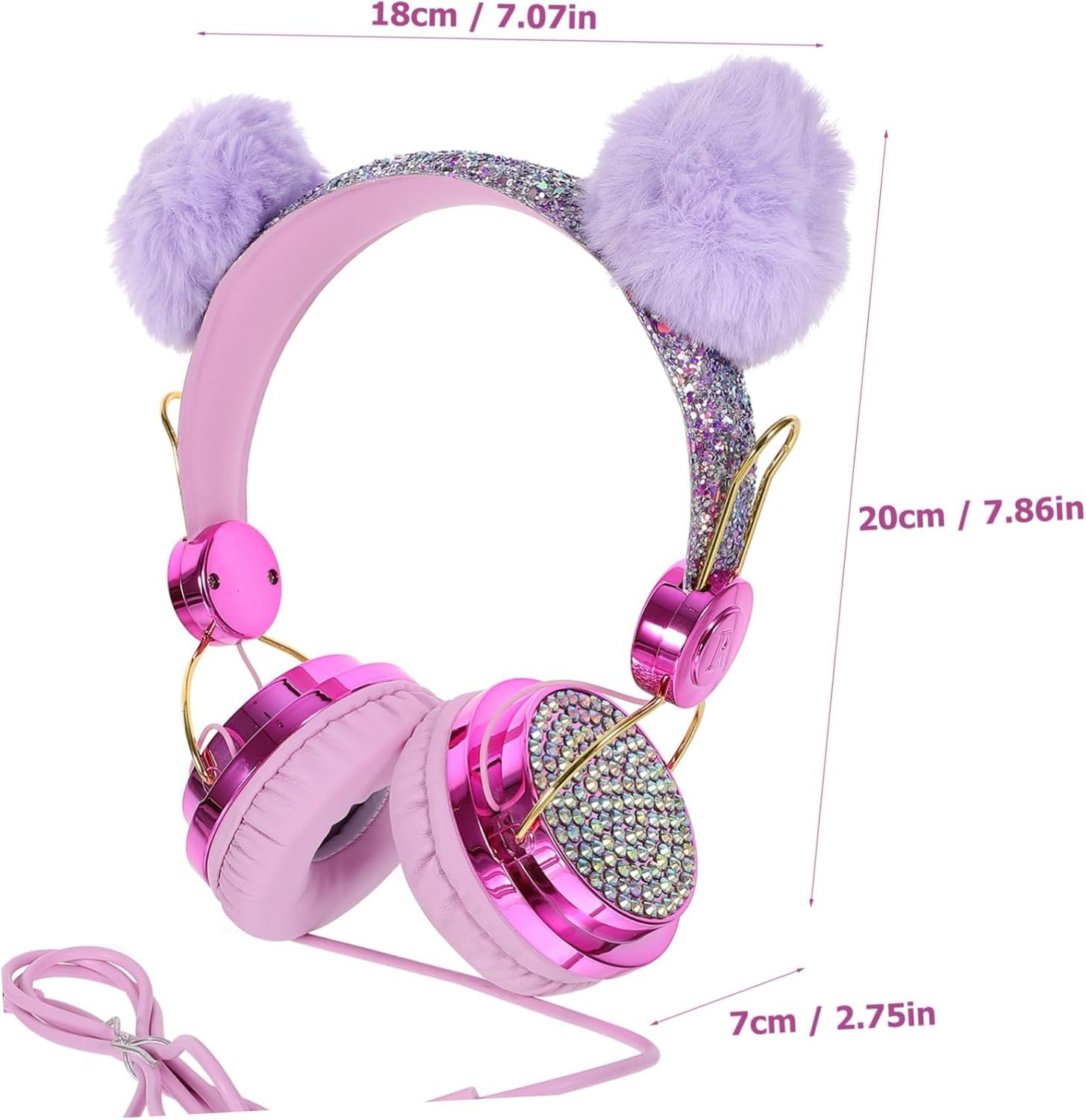 MERRYHAPY Kids Cartoon Plush Ear Headphones for Boys and Girls Adjustable Volume Limiting On-Ear Headset for Travel Random Color Design image number 1