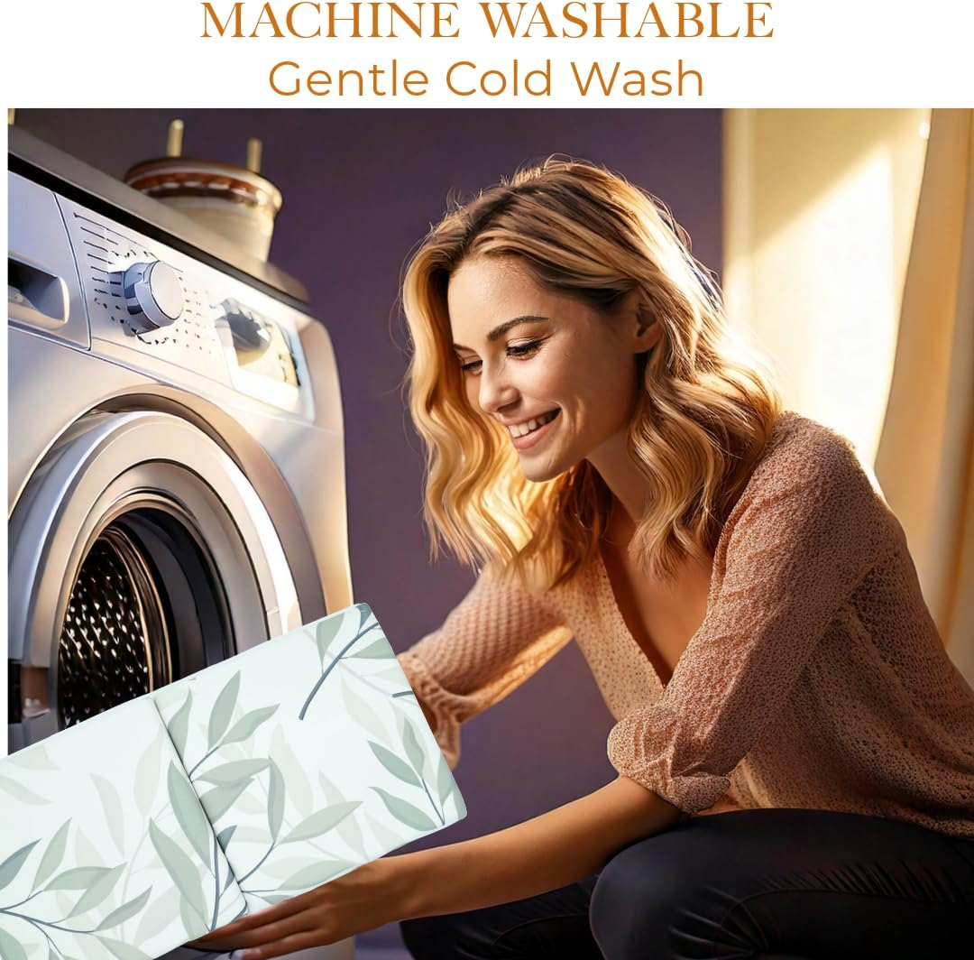 Baby Bath Kneeler and Elbow Rest Pad Set - Super Thick Kneeler and Elbow Pad with Toy Storage and Organiser Pockets (Australian Eucalyptus, 58Cm W X 52Cm L X 4Cm H) - Australian Eucalyptus image number 2