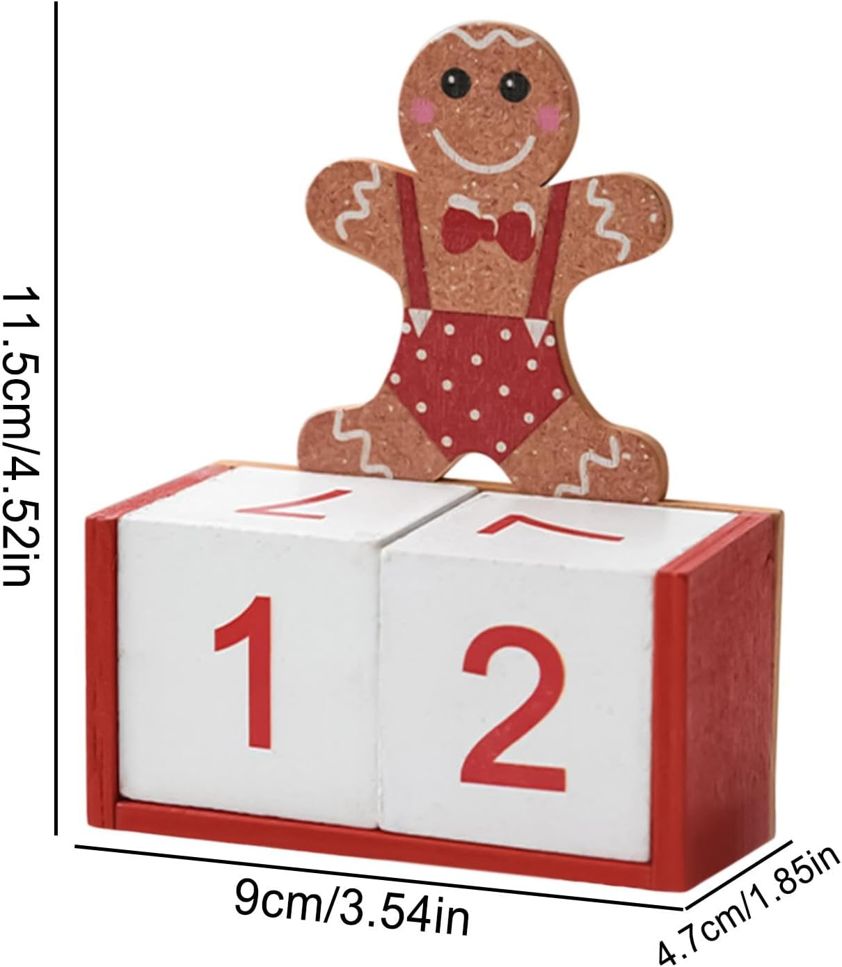 Gingerbread Man Countdown Calendar Decoration, Christmas Advent Calendar 2024 Wooden | Gingerbread Christmas Countdown - Gingerbread Man Decoration Calendar for Home, Table Calendar