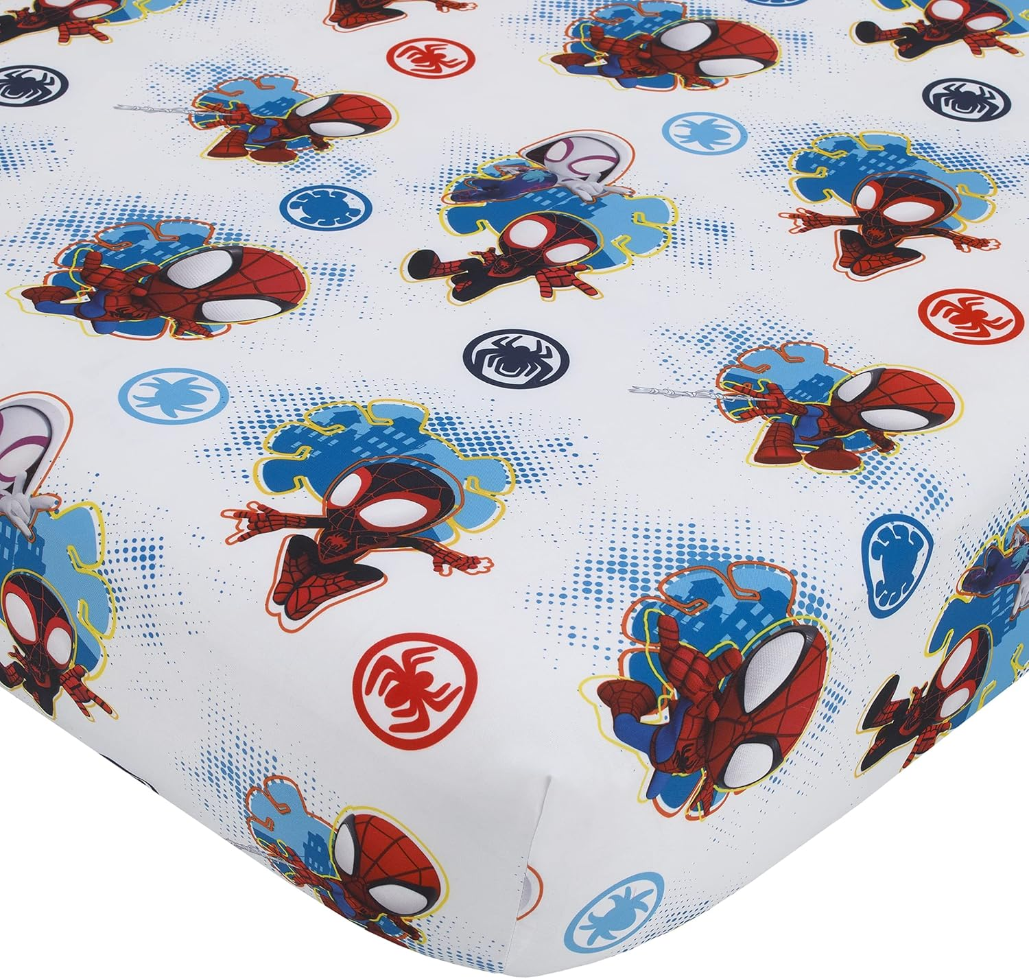 Disney Marvel Spidey and His Amazing Friends Spidey Team Red, White, and Blue 4 Piece Toddler Bed Set - Comforter, Fitted Bottom Sheet, Flat Top Sheet, and Reversible Pillowcase, (4751416P) image number 6