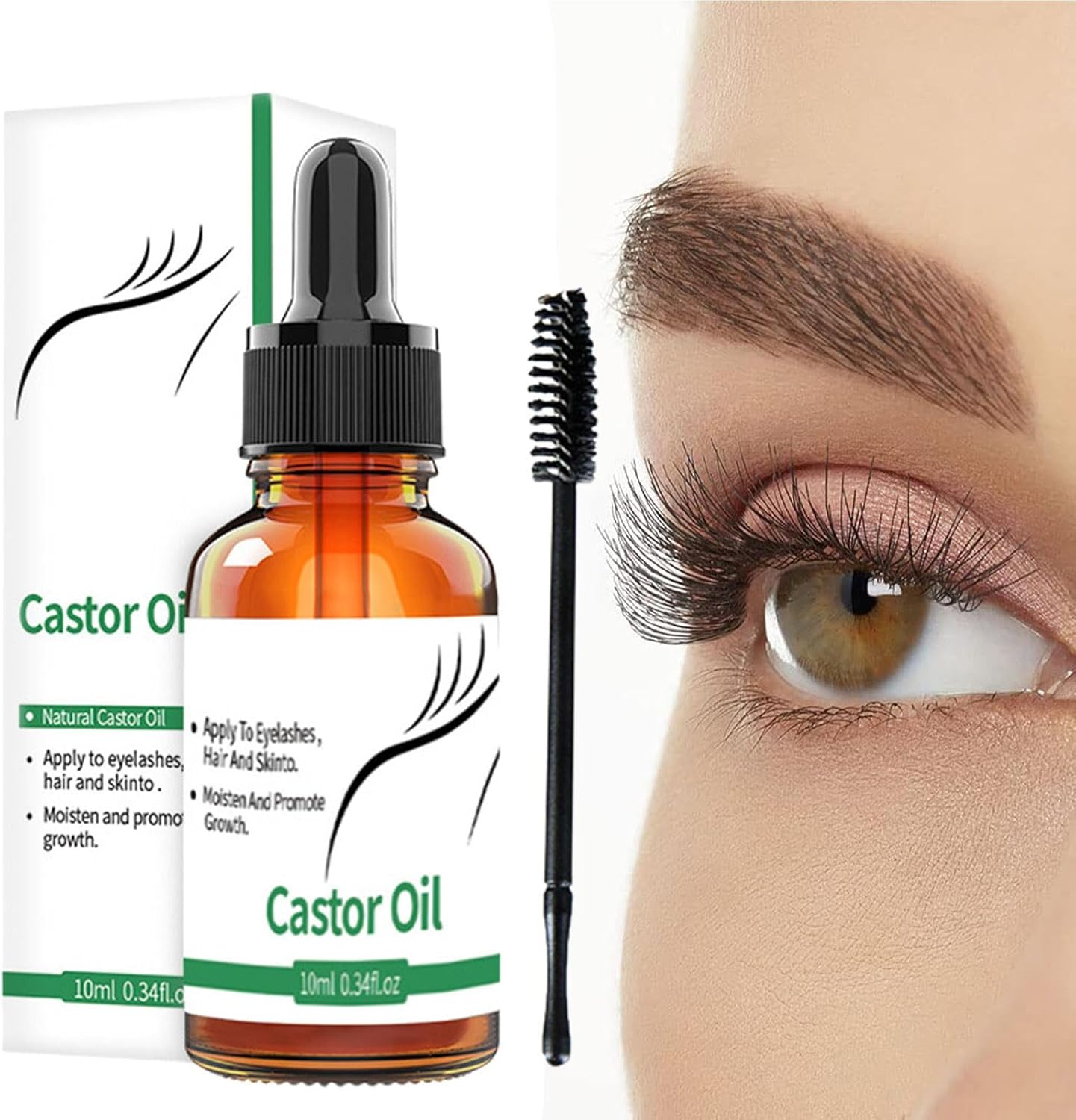 Castor Oil for Eyebrows Growth - 10Ml Pure Caster Oil Eyebrow Growth Serums,Lash Growth Serums for Thickness and Length, Eyelash Serums to Grow Lashes, for Eyelashes, Eyebrows, Hair Jmedic image number 1