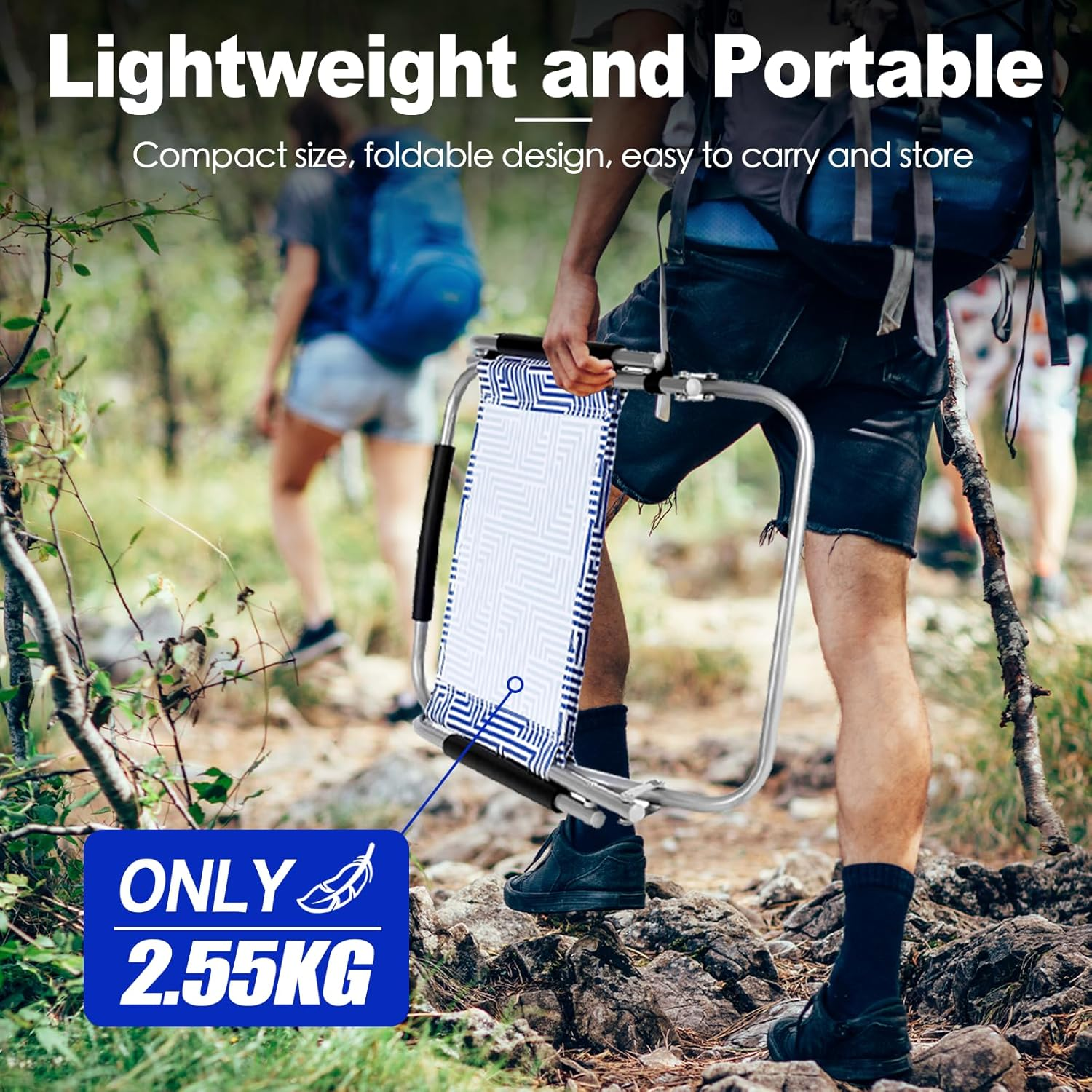 Felic Folding Backpack Beach Chair Set of 2 - Foldable Beach Chairs Outdoor Chairs for Adults, Perfect Camping Chairs Lawn Chairs for Outdoor Adventures, 100KG Capacity image number 4