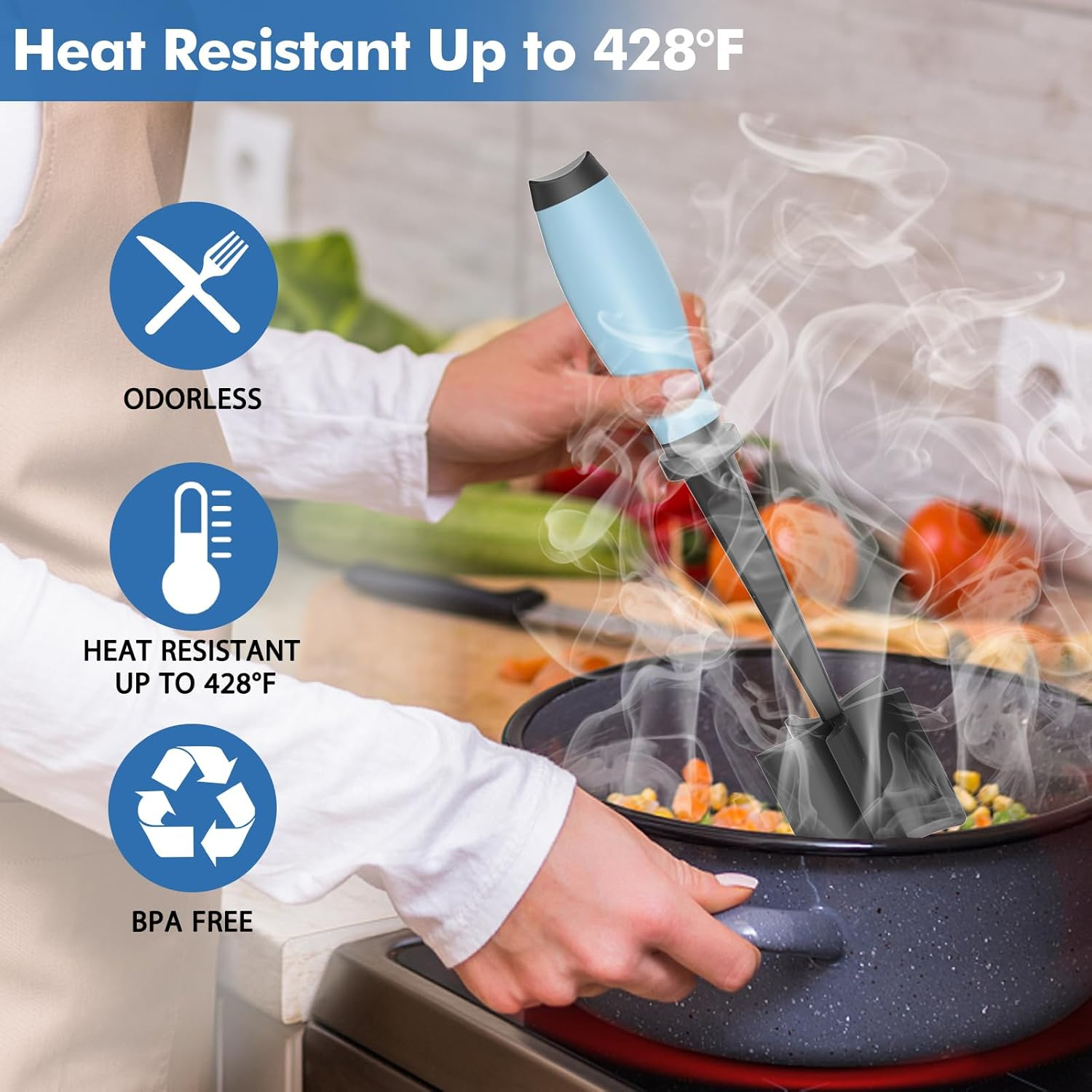 2Pack Meat Chopper, Heat Resistant Meat Masher for Hamburger Meat, Ground Beef Smasher, Nylon Hamburger Chopper Utensil, Meat Ground, Non Stick Mix Chopper Mix and Chop, Meat Masher Tool Gift（Aqua） - 1 Pack-Red image number 6