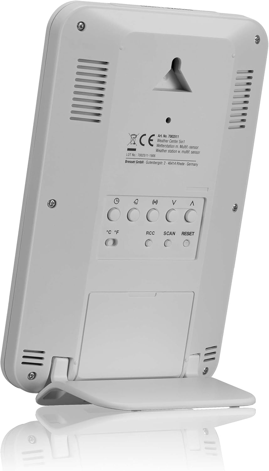 Bresser Weather Station 5-In-1 with Outdoor Sensor and German DCF Radio Control Clock and Manual Mode for UK, White image number 2