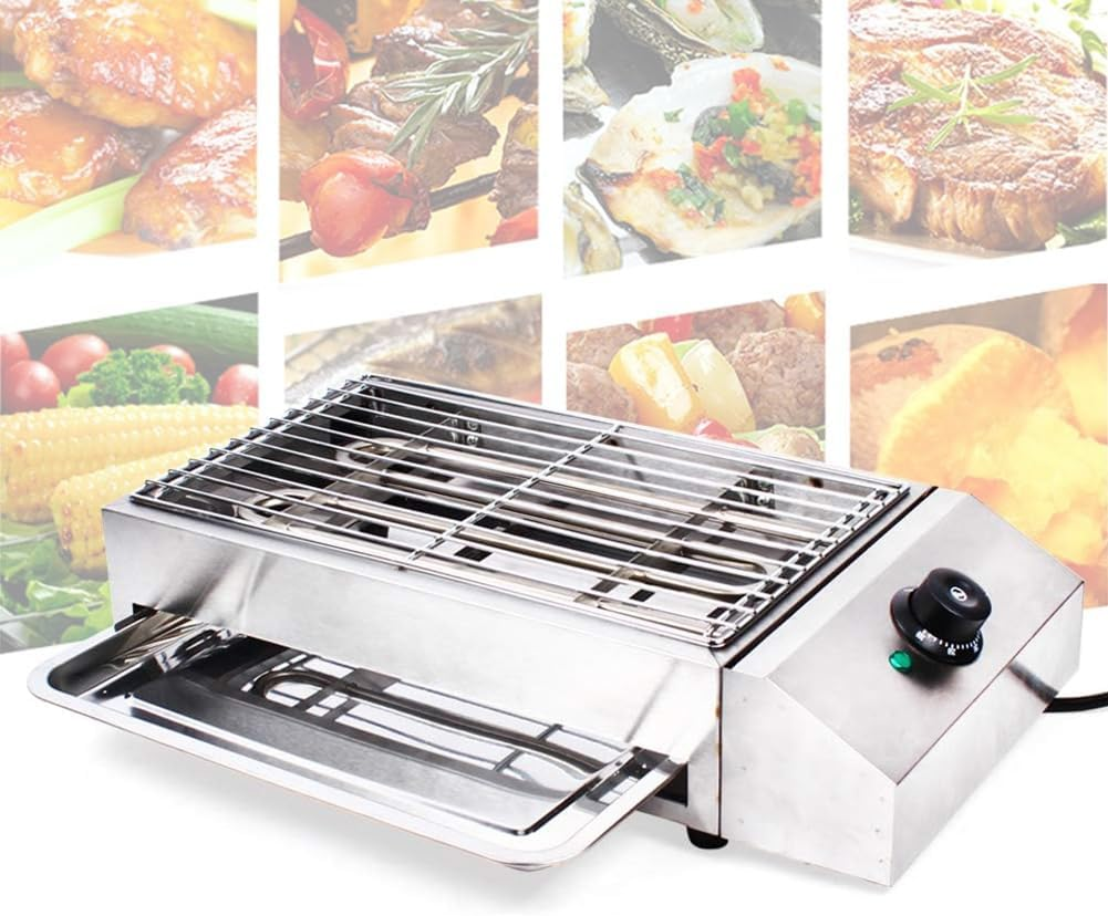 Indoor Smokeless Grill, 2600W Commercial Electric Grill Stainless Steel Barbecue Oven Grills with Oil Pan Suitable BBQ Equipment for Indoor and Outdoor Camping image number 5