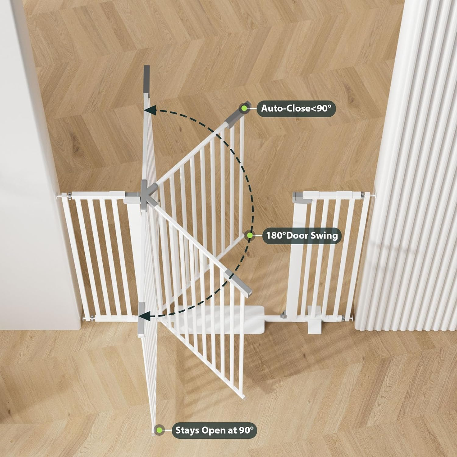 130Cm Extra Tall Cat Gate for Doorway, Auto Close Baby Gate Pet Barrier No Drill, 76-83Cm Widepressure Mounted Dog Gate Indoor(White) - 76-160 Centimeters Wide image number 3