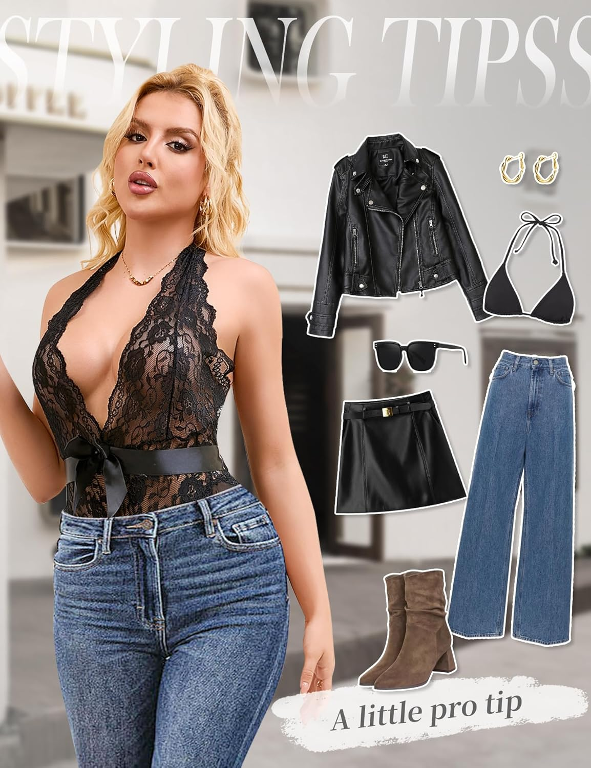 Ohmydear Women'S Lace Bodysuit plus Size Teddy Lingerie Set Sexy Babydoll Nightwear Deep V Neck Halter Negligee Outfit Clubwear Leotard Top Size 8-22 image number 3