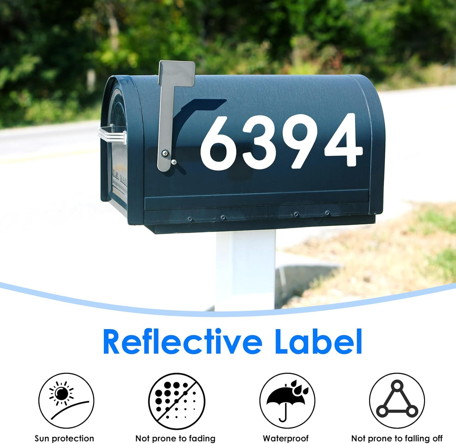 40 Pcs Reflective Address Number Set - 3" & 4" Waterproof Mailbox Numbers, Self-Adhesive House Numbers for Doors, Bins & Signs - High Visibility Outdoor Address Stickers (Silver, 0-9 Digits) image number 3