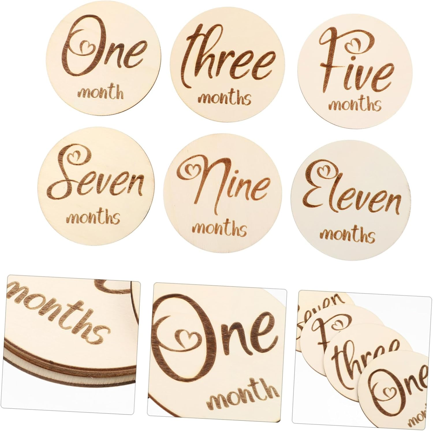 6Pcs Newborn Milestone Cards Monthly Milestone Cards Patterns for Photography Props image number 5