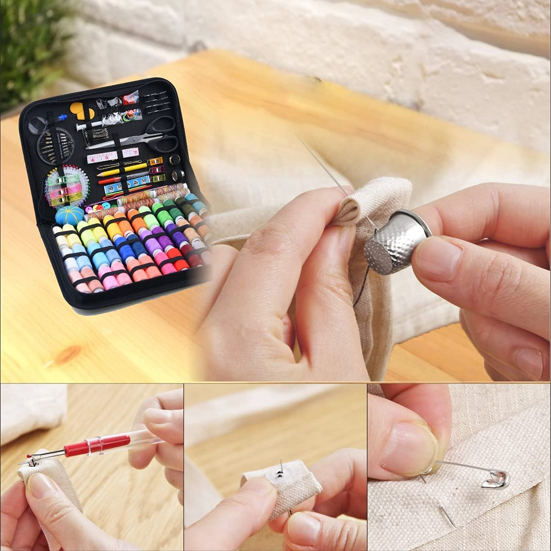 Inscraft Sewing Kit, 200 Premium Sewing Supplies, 41 XL Thread Spools, Suitable for Traveller, Adults, Kids, Beginner, Emergency, DIY and Home By image number 2