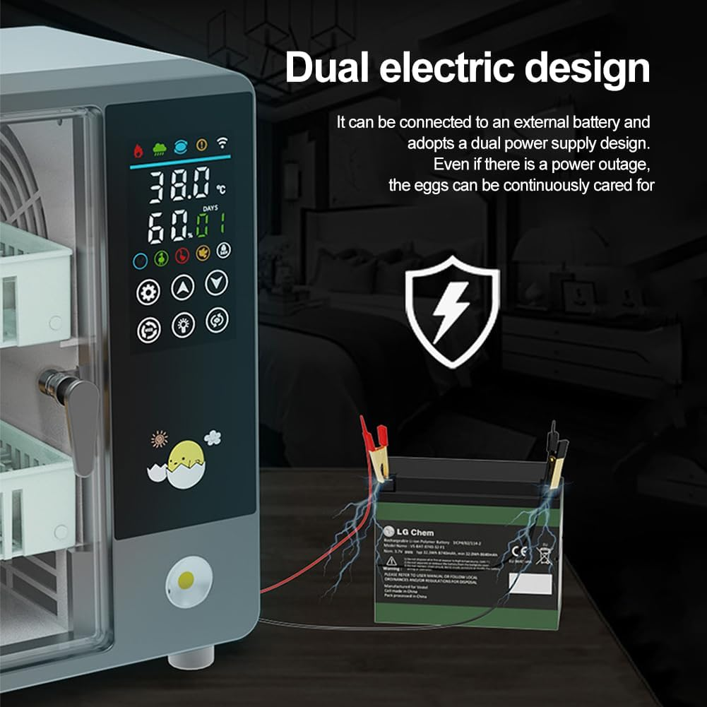 CHAOFLIGHT Eggs Incubator 24 Poultry Egg Hatchery Brooder Automatic Egg Turner with Temperature/Humidity Control & Digital Touch Screen for Hatching Parrot,Birds,Chickens,Ducks,Quails image number 3