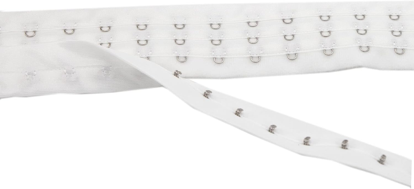 2.5 Yards Pair White Color Three Row Hook and Eye Tape Trim for Sewing Quilting Corset Bra Renaissance Dance Bridal Costumes (White Three Row) image number 4