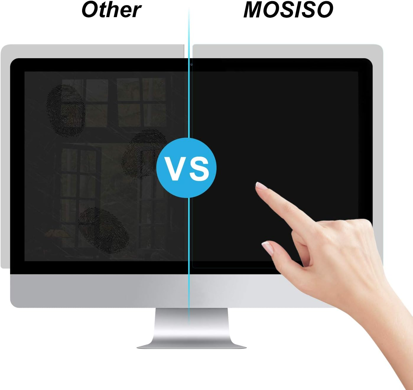 MOSISO 25-27 Inch Computer Privacy Screen Filter, Hanging Removable Acrylic Screen Protector anti Glare Eye Protection for Diagonal 25,25.5,26.5,27 Inch 16:9 Aspect Ratio Widescreen Desktop PC Monitor image number 2