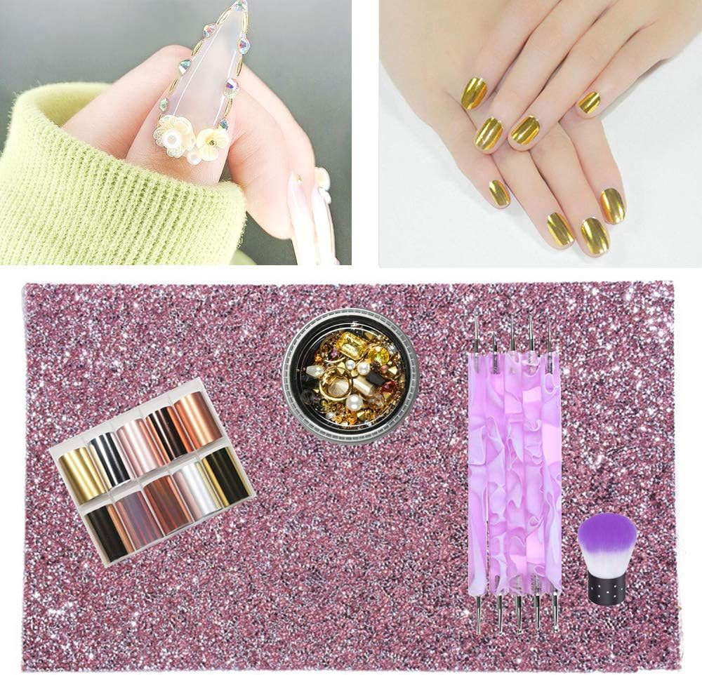 EBANKU Shiny Nail Art Table Mat, Foldable Nail Art Hand Pad Salon Practice Cushion Pad Portable Nail Art Manicure Tool image number 5