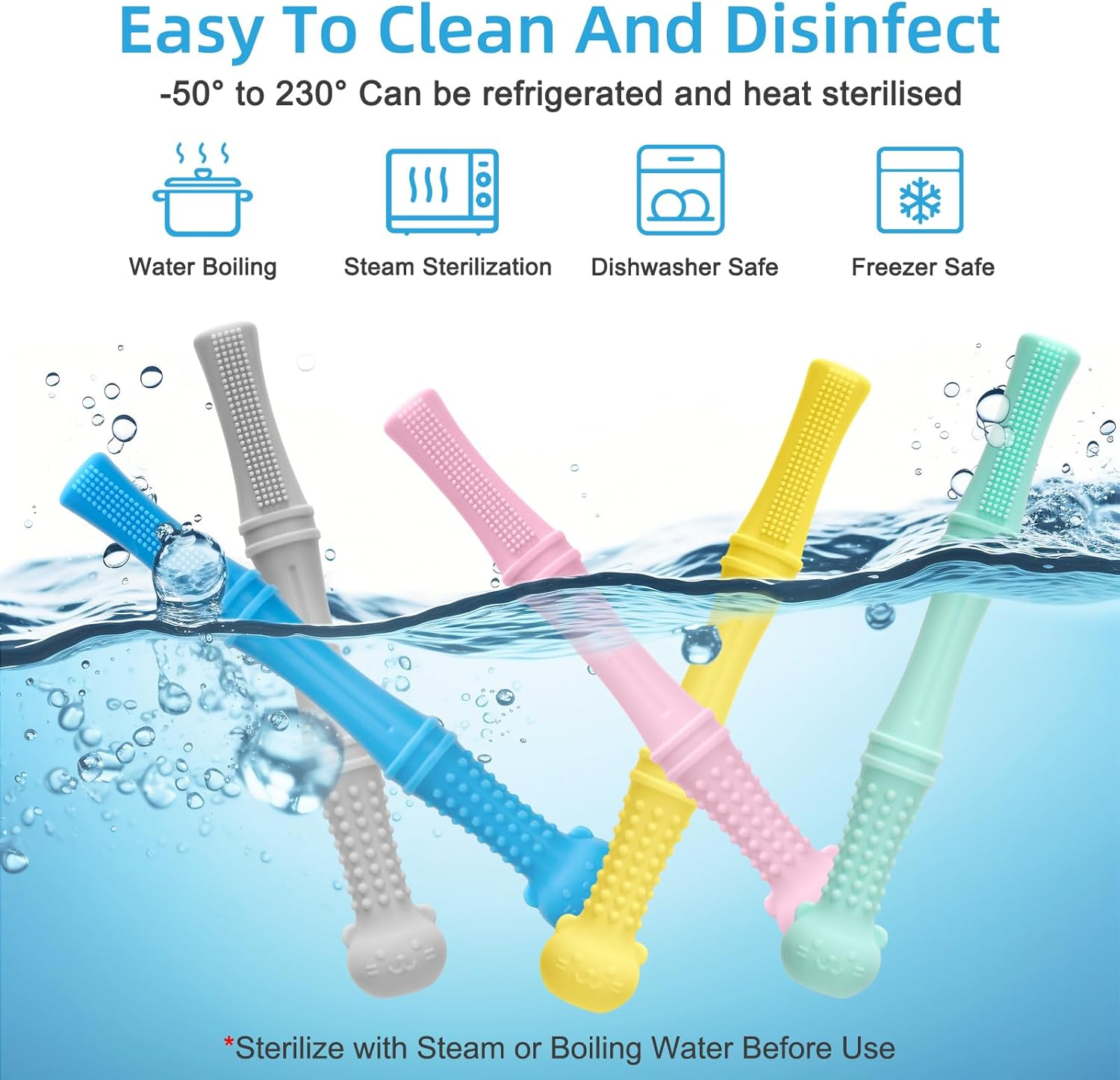 MR.TIMELAG Baby Teether Tube &ndash; 15Cm Silicone Teething Toy for Infants & Newborns, Bpa-Free Chewable Sensory Toy for Soothing Sore Gums, Easy to Hold & Clean (Baby Teether, Teething Relief) image number 4