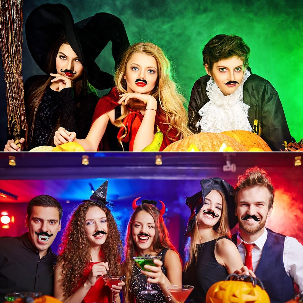 48 Pcs Fake Mustache Fake Moustache Mustaches Self Adhesive Stick on Mustache Fake Beard Black Mustache Costume&hellip;