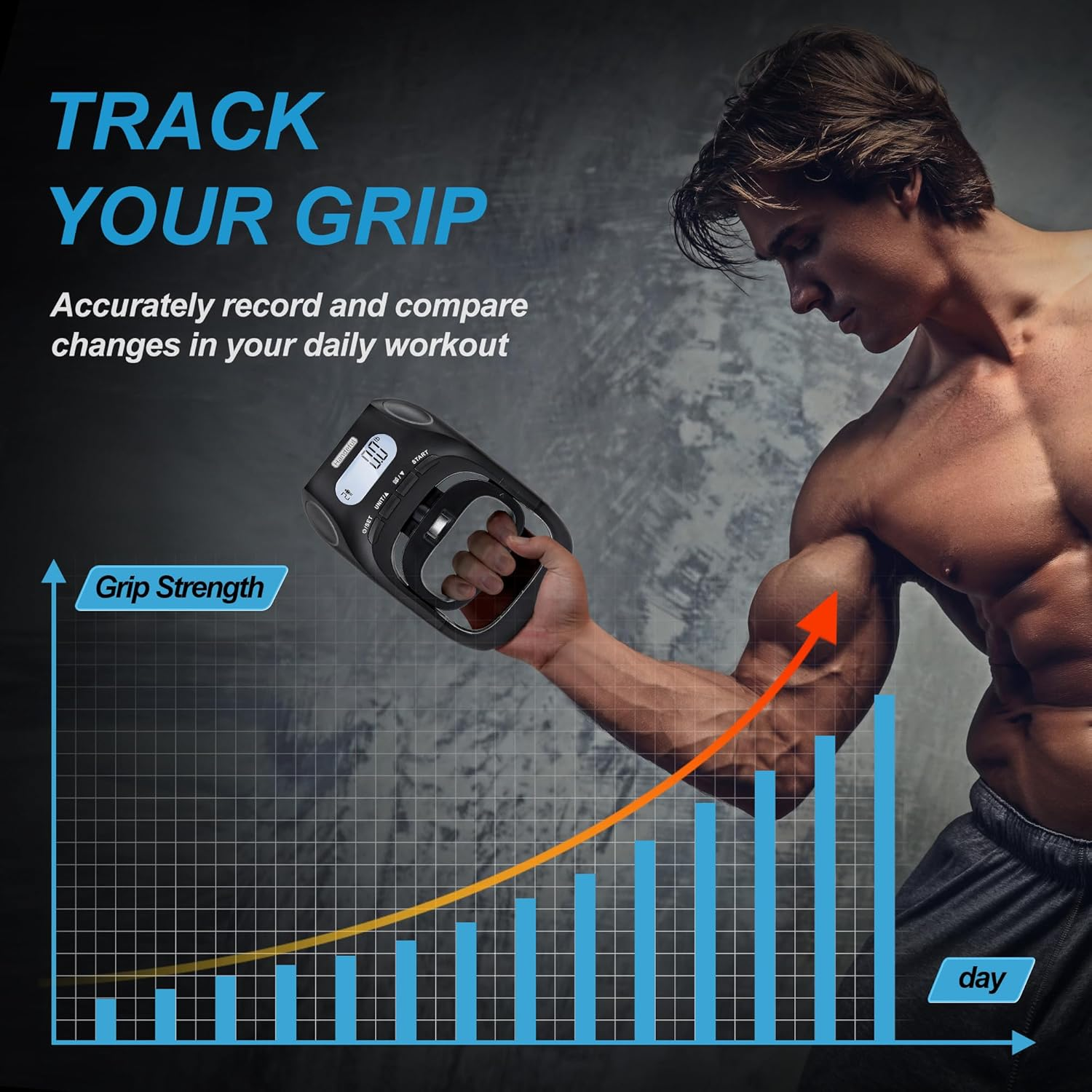 Hand Dynamometer Grip Strength Trainer - 397 Lbs / 180 Kgs Electronic Hand Grip Strength Tester Grip Strengthener Hand Exerciser Meter Digital Hand Grip Training Gauge for Sport Home School Use image number 2