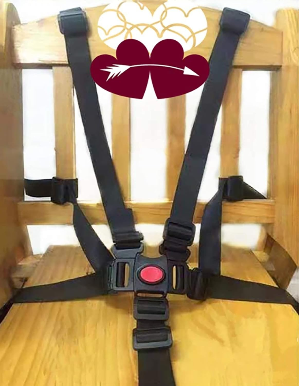 PRWERIF Wheelchair Seat Belt, Child Safety Straps Chairs Five-Point Safety Buckle Cart Fixing Belt Wheelchair Seatbelt Adjustable Straps 2Pcs (Color : 3Pcs) image number 2