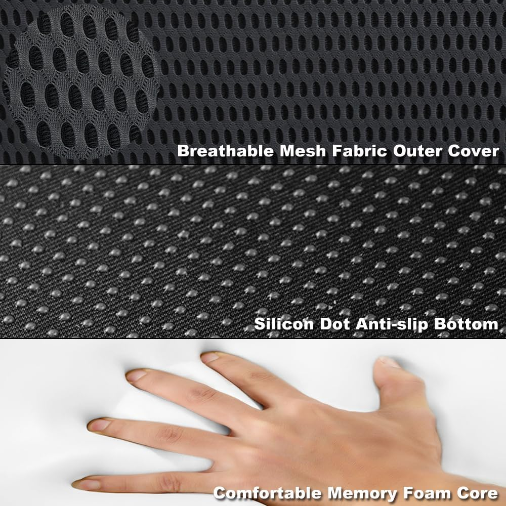 Universal Memory Foam Car Seat Cushion for Driving Wedge Booster Support Adults Driver Seat Cushions Tailbone Back Pain Pressure Relief Office Chair Wheelchair Pad image number 6