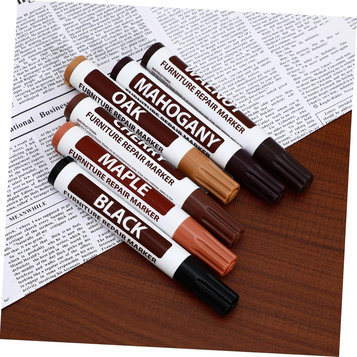 6Pcs Furniture Touch-Up Pen Marker for Wooden Furniture Repair Touch up Paint Pen for Scratched off Areas for Hiding Blemishes image number 5