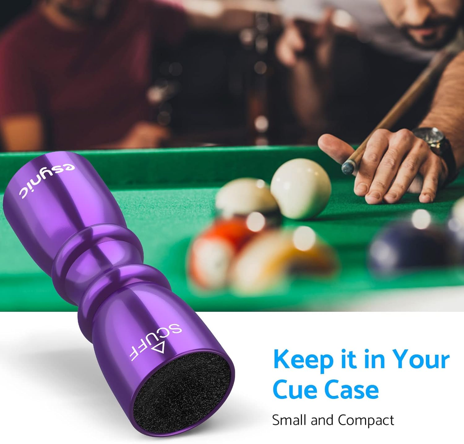 Esynic Professional Pool Cue Tips Shaper 3 in 1 Cue Tips Shaper Tool Billiard Cue Tips Shaper Set Stainless Steel Cue Shapers Billiard Pool Cue Accessories Tool Gifts-Shaper, Scuffer, Aerator image number 6