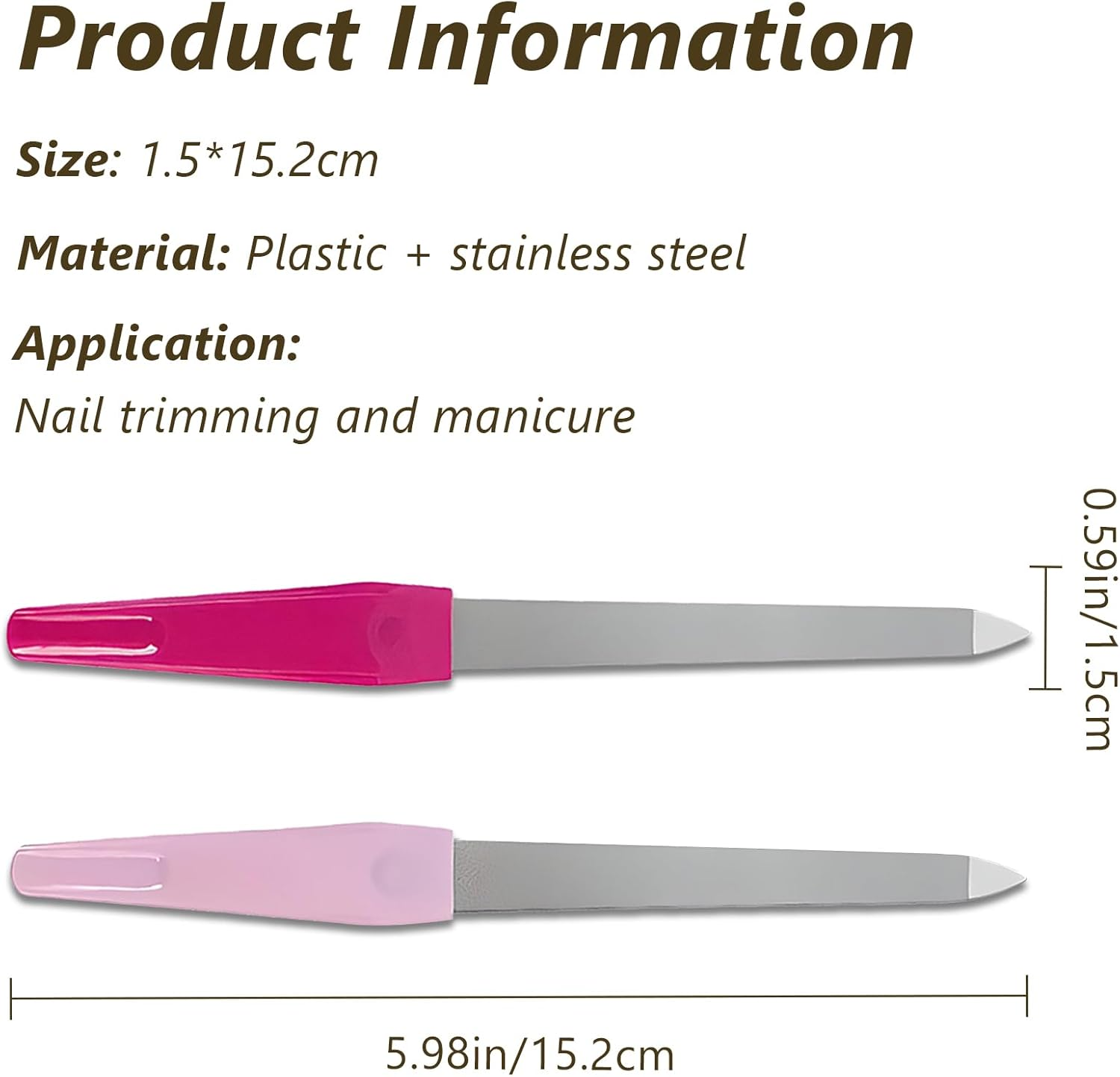 Metal Nail File Set (12 Pcs) - Stainless Steel Nail Files for Natural Nails, Sword-Shaped Fingernail Files with Non-Slip Handle, Sharp Tip, and Sapphire Grit for Women and Men image number 6