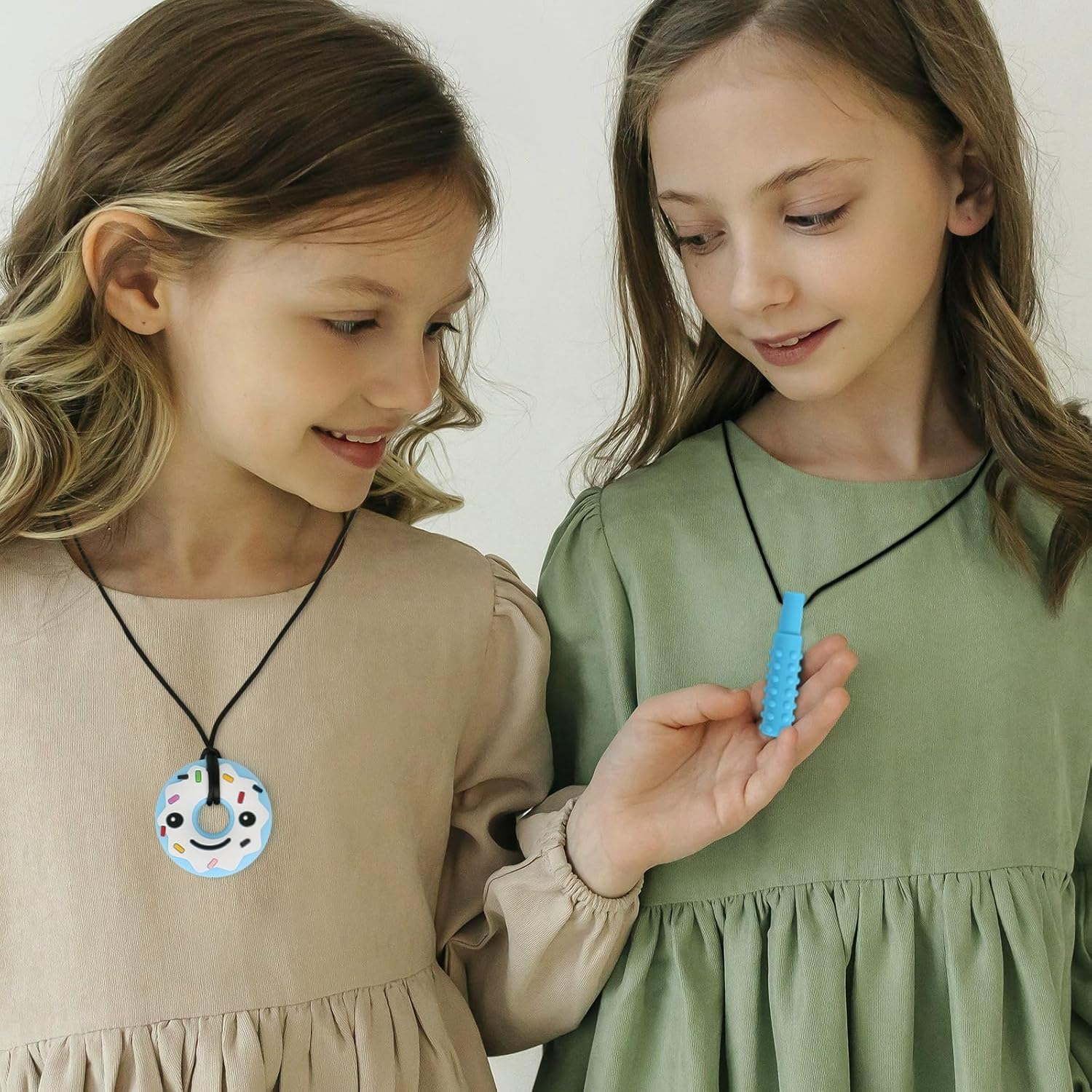 Chewy Necklace Sensory Toys for Autism | 4-Pack Silicone Chew Necklaces for Kids & Adults | Reduce Anxiety, Fidgeting, and Stress image number 1