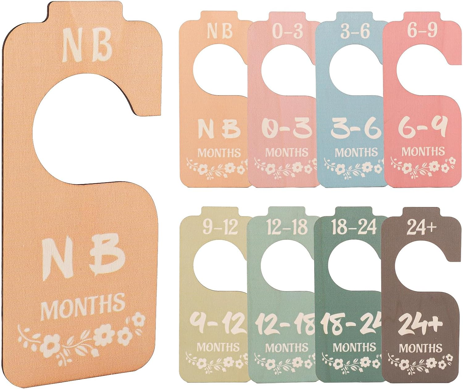 Gosknor 8Pcs Baby Clothes Dividers, Wooden Baby Wardrobe Dividers Double-Sided Baby Closet Dividers Closet Hangers Dividers Baby Clothes Organizer Dividers from Newborn to Toddler image number 2