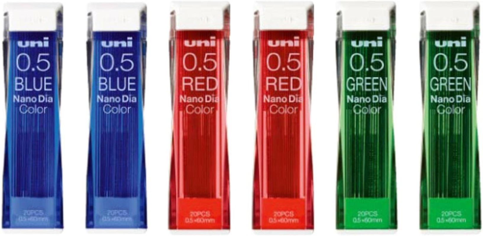 Uni Nanodia Color Mechanical Pencil Leads 0.5Mm 7 Color Set 7 Pack/Total 140 Leads