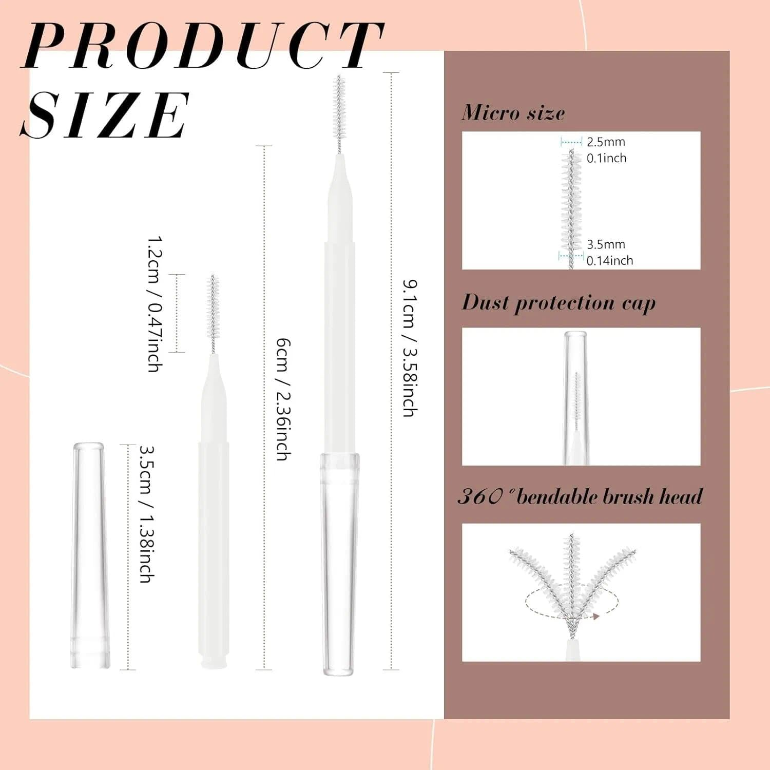 100 Pcs Micro Eyebrow & Eyelash Spoolie Brushes with Cap, Brow Lamination & Eyelash Extension Tools,Makeup Applicators & Comb Multifunctionaltool Kit for Professionals - Ruibex(White) image number 1