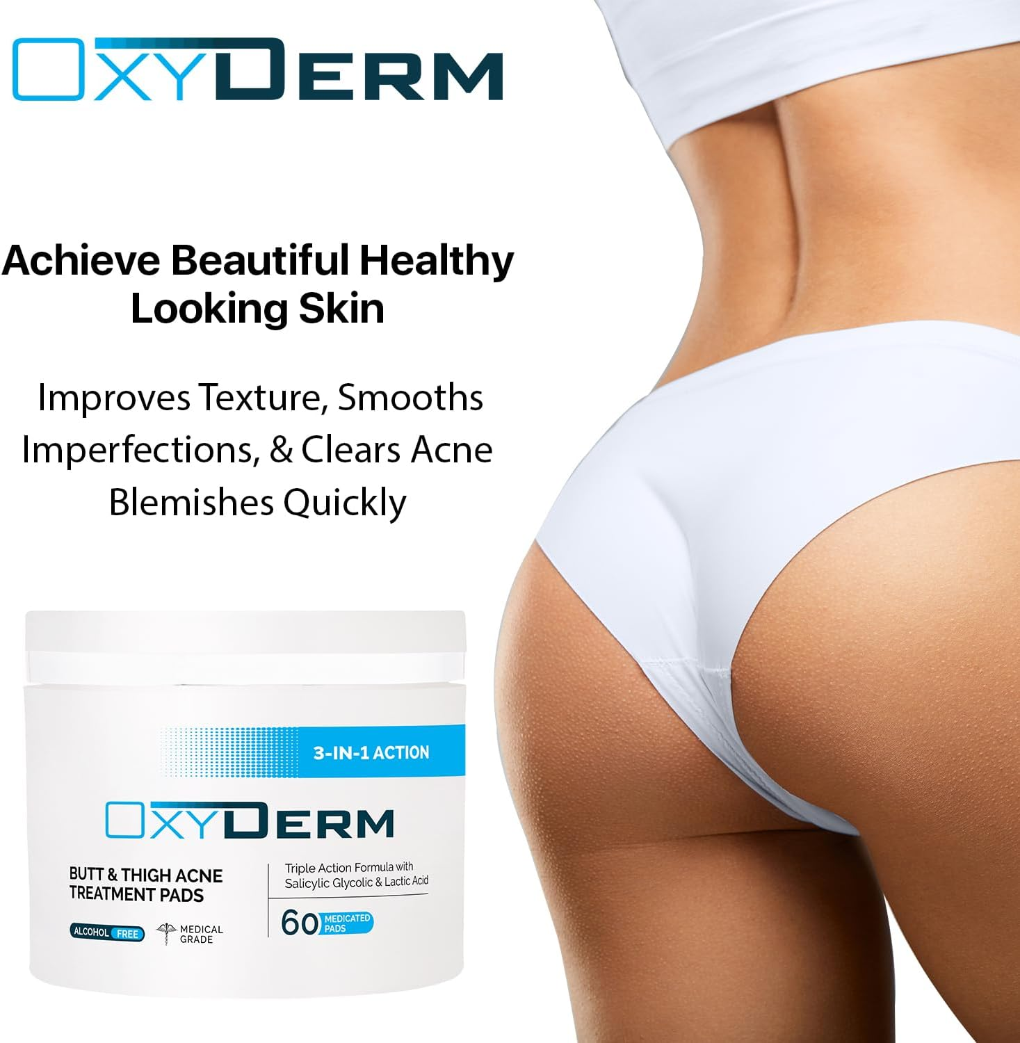 Butt & Thigh Acne Treatment Peel Pads- Exfoliating Treatment Pads to Eliminate Acne Causing Bacteria. Removes Pimples, Blemishes & Ingrown Hairs for the Buttocks & Thigh Area for Both Men & Women. image number 2