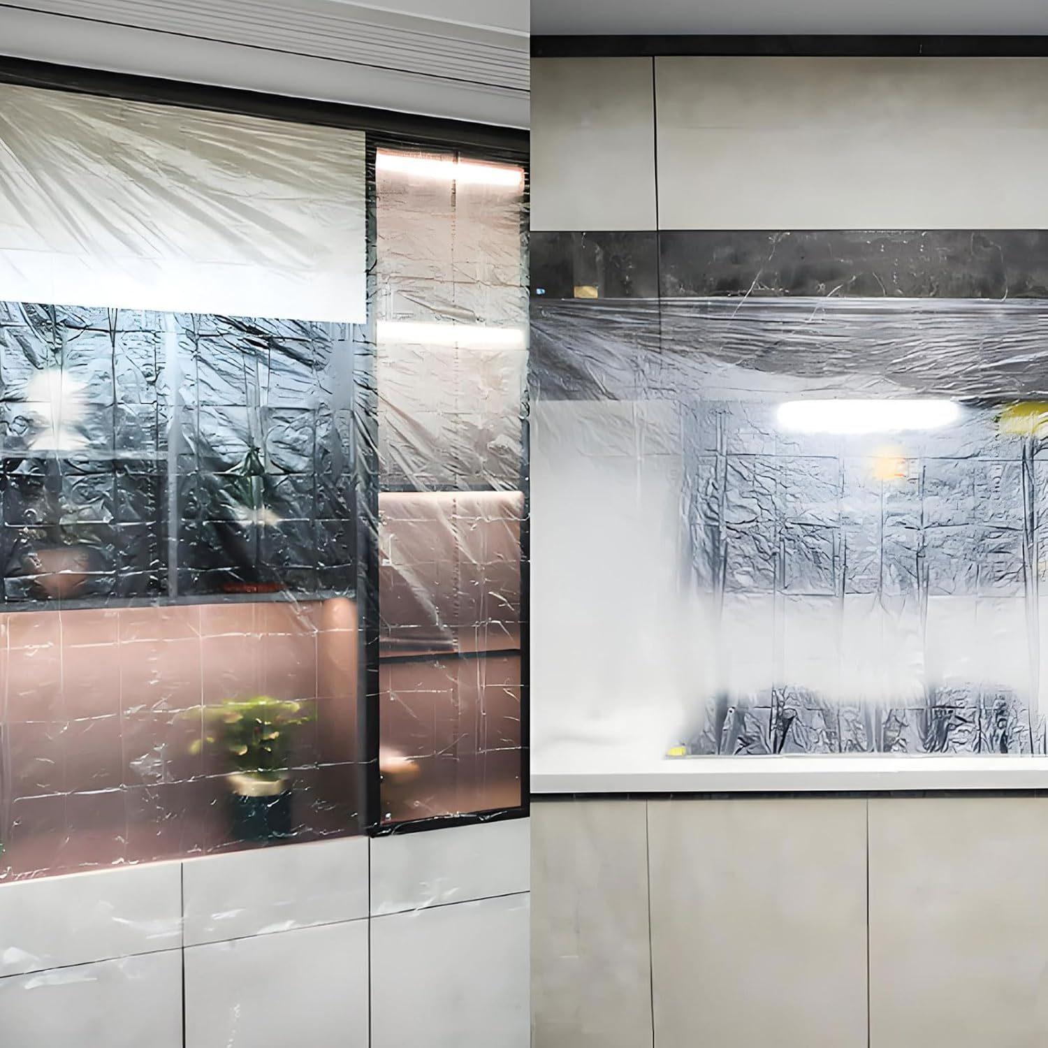 RUIFEN Disposable Furniture Dust Cover, 8.5Ft X 8.5Ft Plastic Film, 20 Sheets per Pack, for Home Decor, Sofa Bed Mattress Protector, Waterproof Transparent Dust Cover image number 3