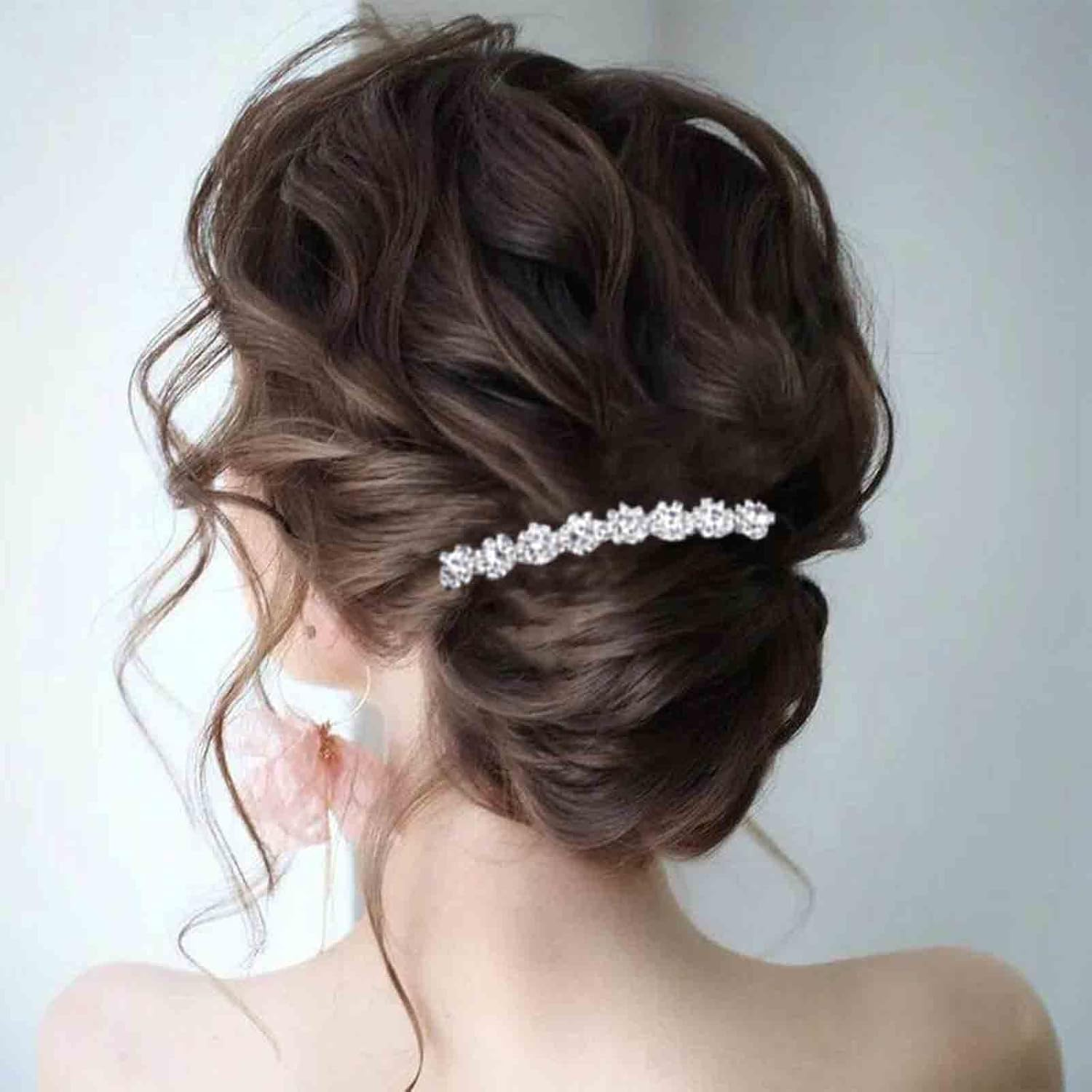 Yheakne Crystal Bridal Hair Comb Silver Rhinestone Hairpiece Wedding Headpiece Bridal Side Comb Wedding Hair Accessories for Bride and Bridesmaids (Silver) - Silver image number 5
