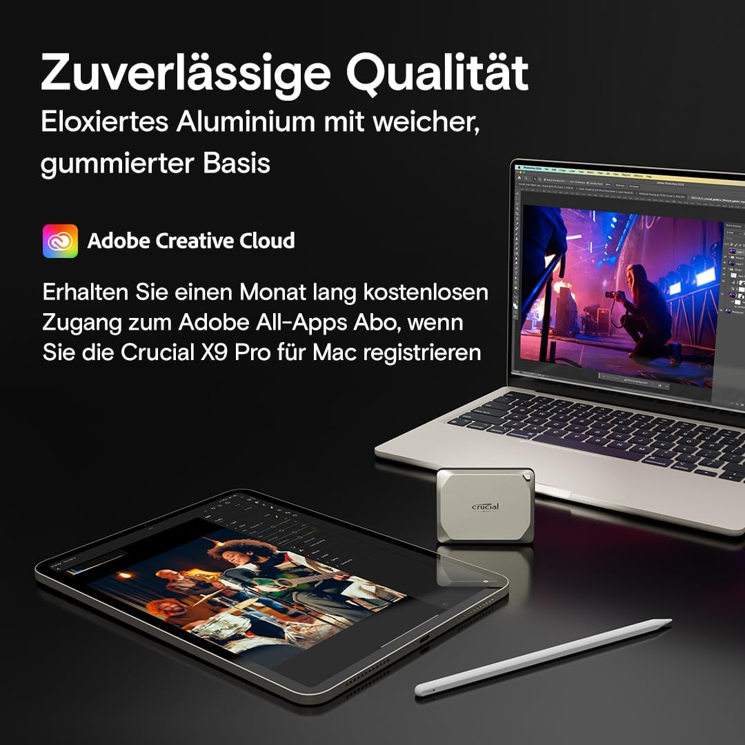 Crucial X9 Pro for Mac 2TB Portable External SSD - up to 1050Mb/S Read/Write, Mac Ready, External Solid State Drive, IP55 Water and Dust Resistant, USB-C 3.2 - CT2000X9PROMACSSD9B02 image number 3